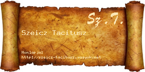 Szeicz Tacitusz névjegykártya